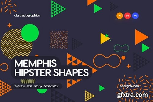 Hipster Shapes in Memphis Style Design Backgrounds