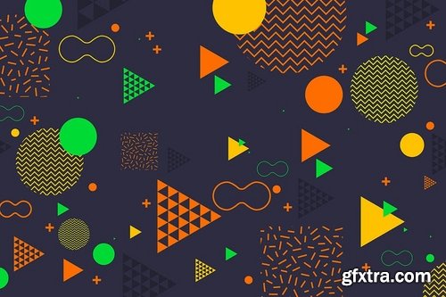 Hipster Shapes in Memphis Style Design Backgrounds