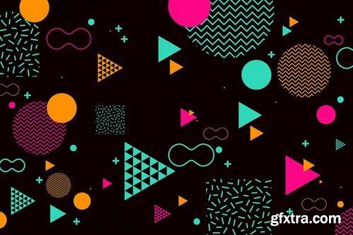 Hipster Shapes in Memphis Style Design Backgrounds