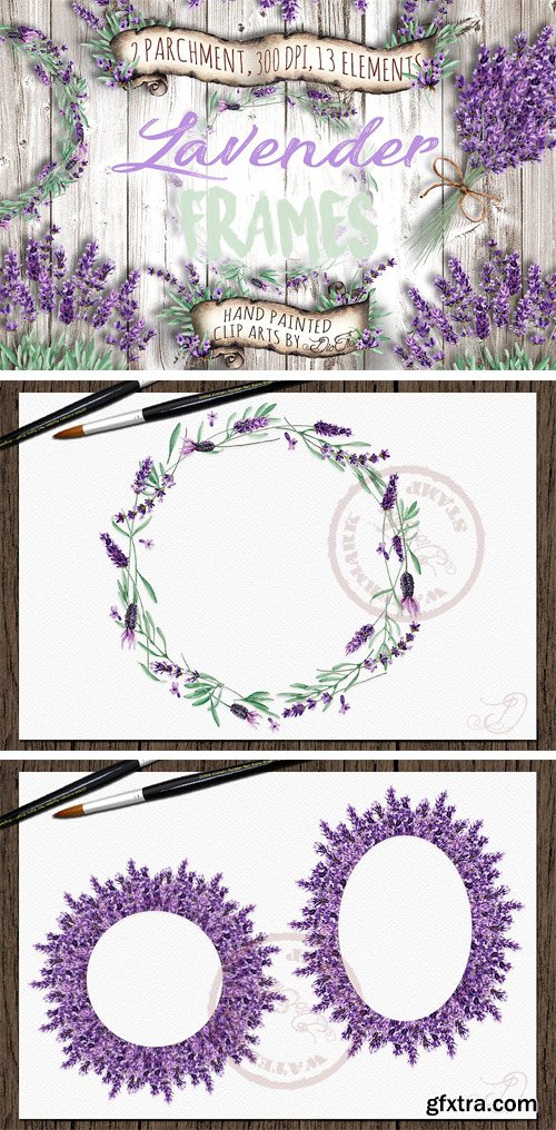 CM - Lavender Frames Watercolor Clip Art 2315682