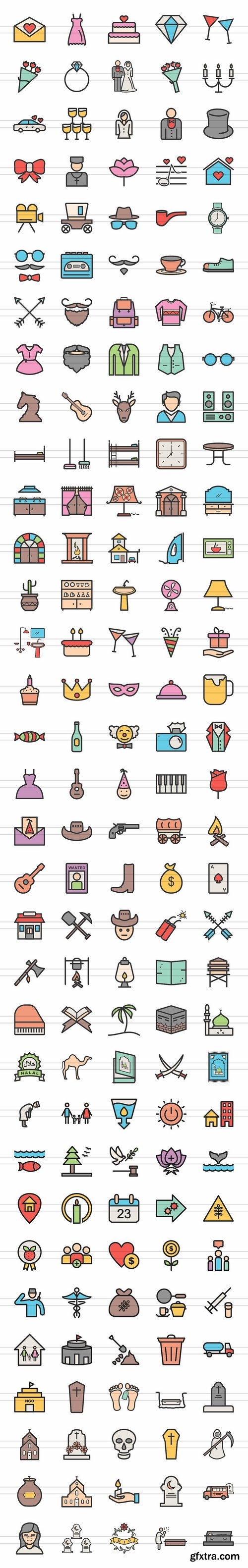 CM - 166 Lifestyle Filled Line Icons 2297309