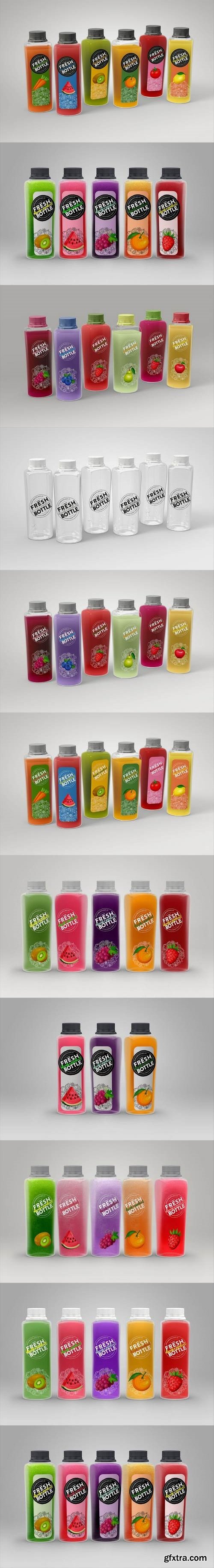 Juice Bottle Set Packaging MockUp