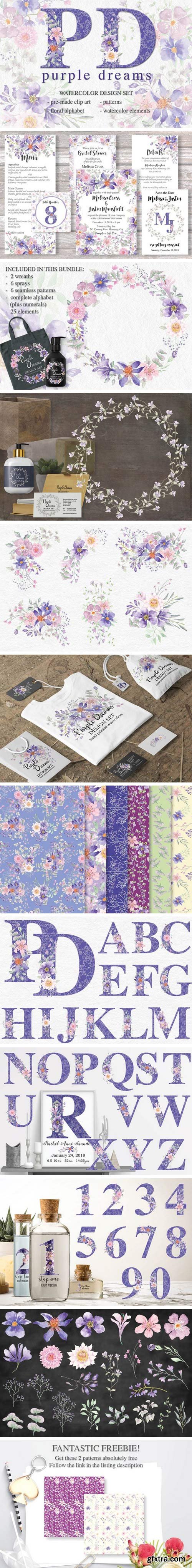 CM - Purple dreams watercolor design set 2269284