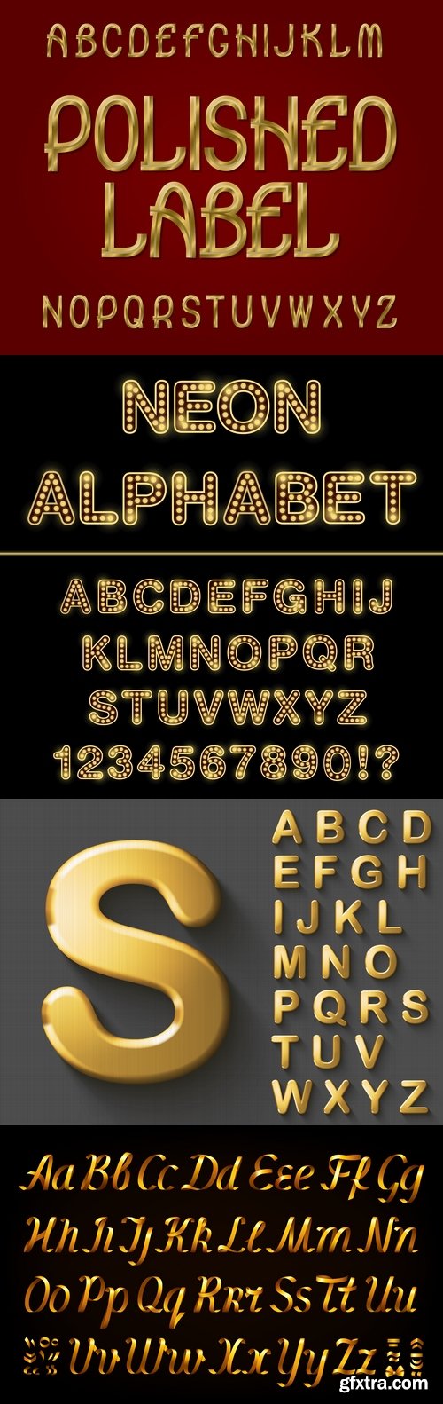 Vectors - Golden Alphabets Set 14