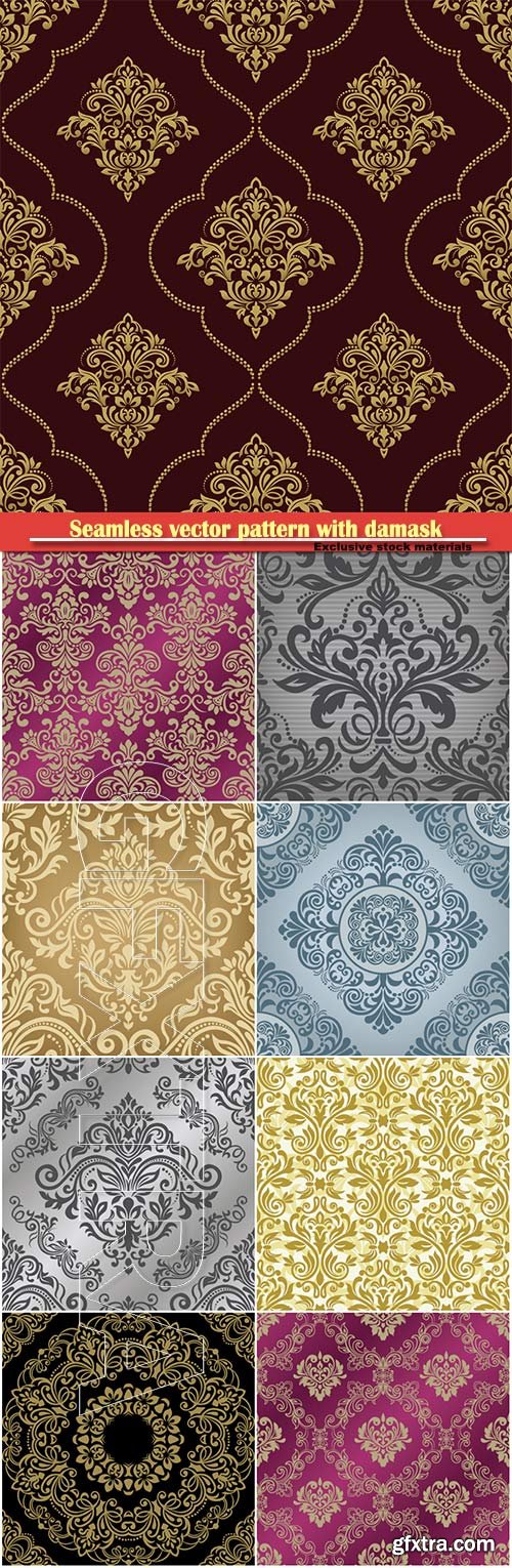 Seamless vector pattern with damask ornament