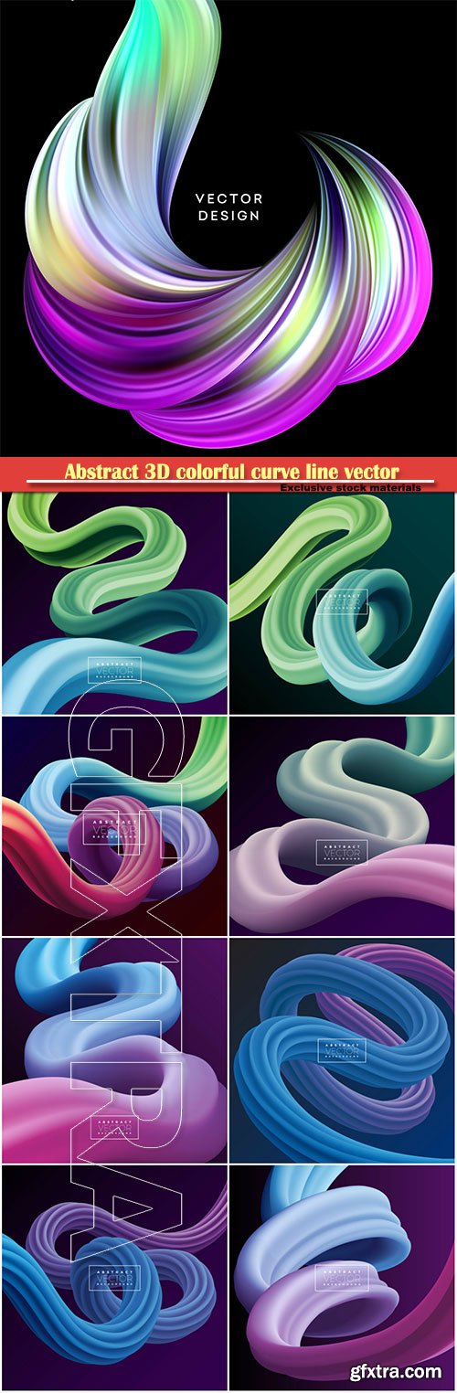 Abstract 3D colorful curve line vector background