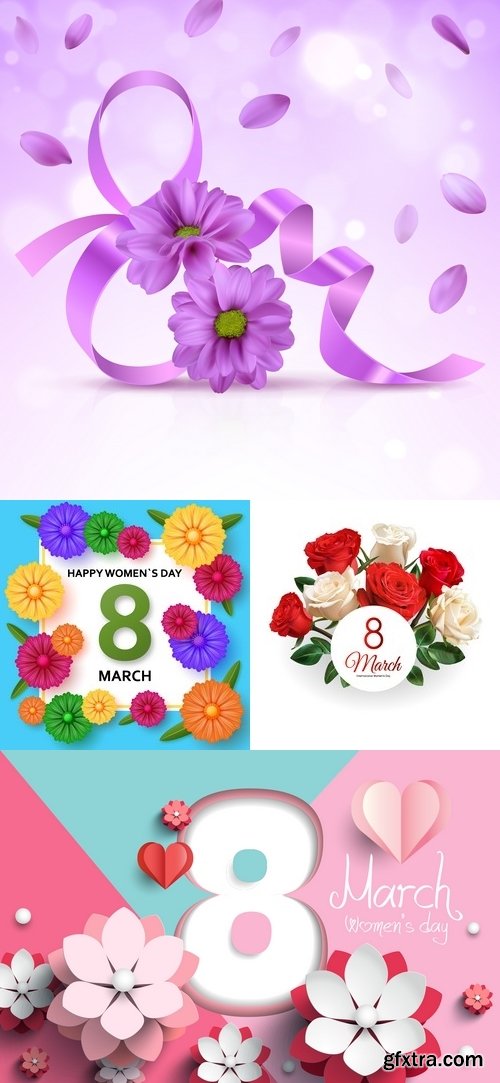 Vectors - 8 March Backgrounds Set