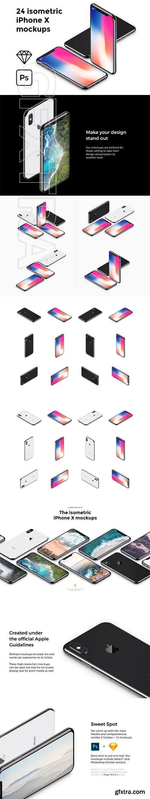 CreativeMarket - The Isometric iPhone X Mockups 2312418