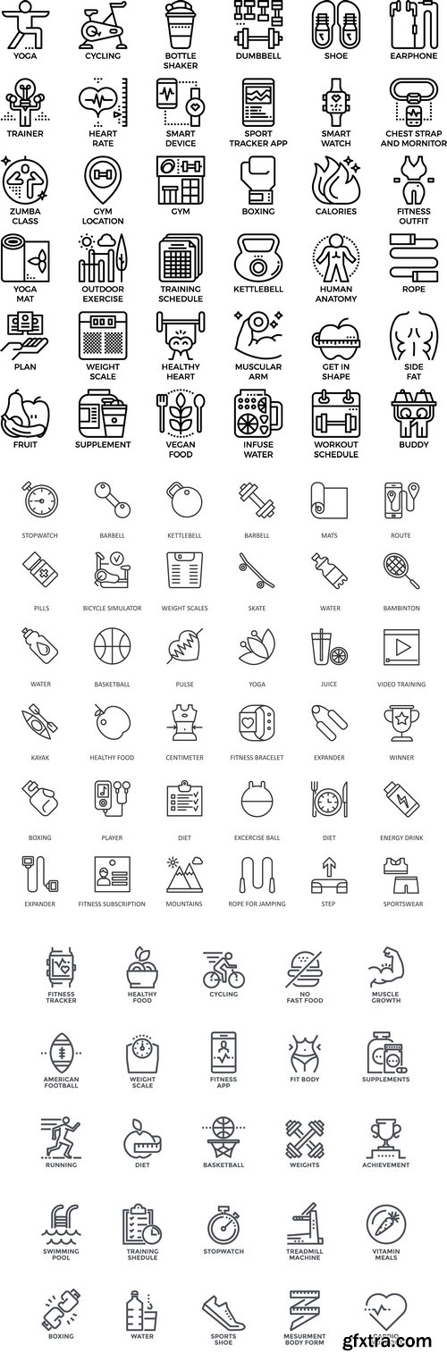 Vectors - Fitness Black Icons Set