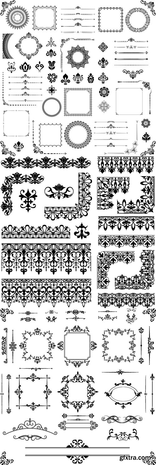 Vectors - Floral Borders Elements Set 57