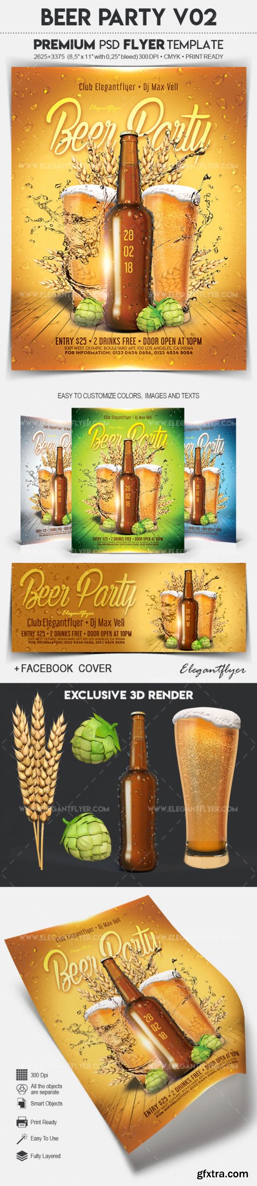 Beer Party V02 2018 Flyer PSD Template + Facebook Cover