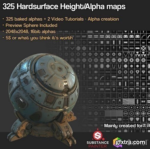 Gumroad -  SP/Quixel 325 Hardsurface Height/Alpha + Tutorials