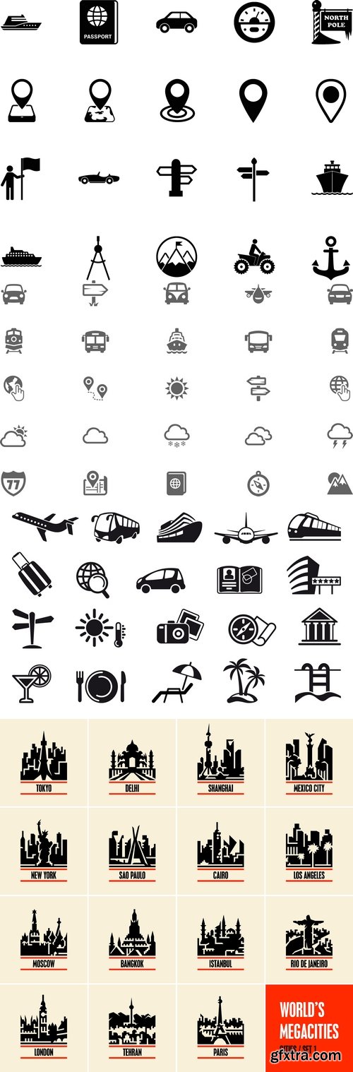 Vectors - Black Travel Icons 7