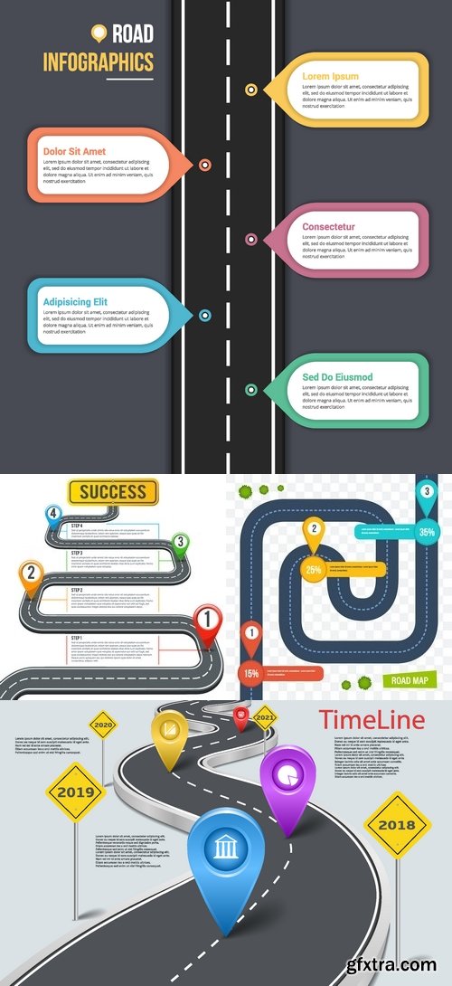 Vectors - Road Infographic Backgrounds 17