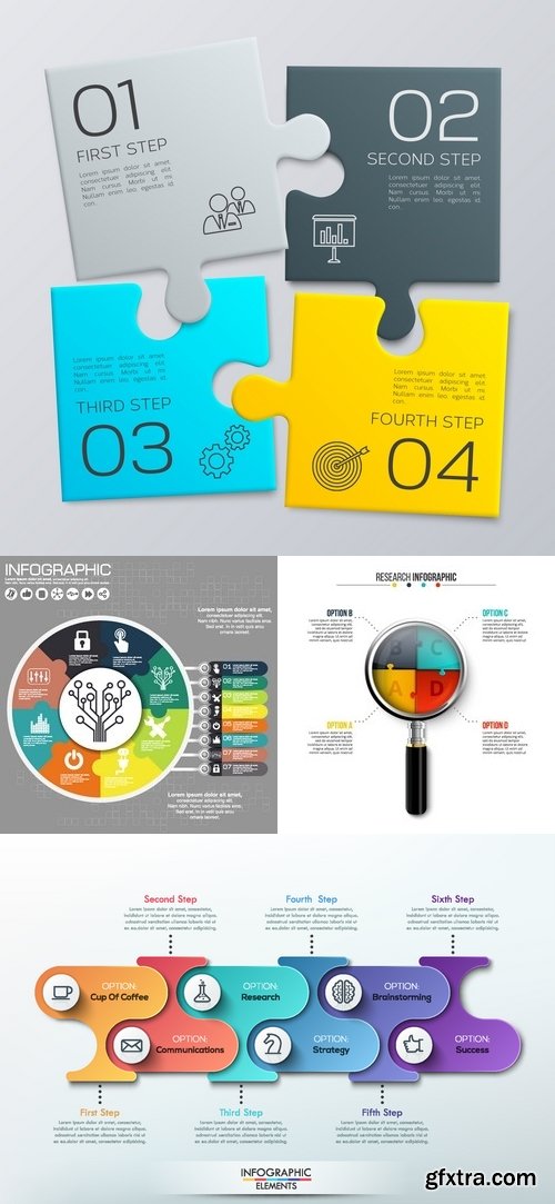 Vectors - Puzzle Infographics Backgrounds 25