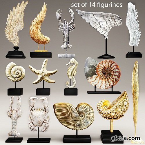 Set Collection figurines statues 3D Model