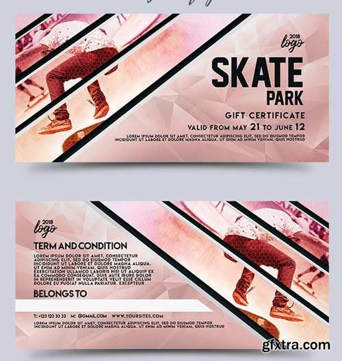 Skate Park V1 2018 Gift Certificate PSD Template