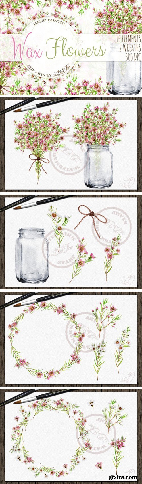 CM - Wax Flowers Watercolor Clip Art 2276856