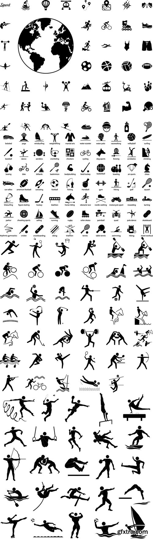 Vectors - Black Sport Icons Set 14