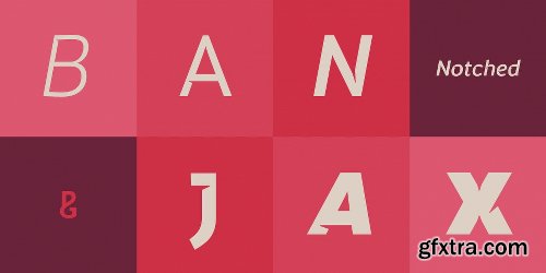 Banjax Notched Font Family - 14 Fonts