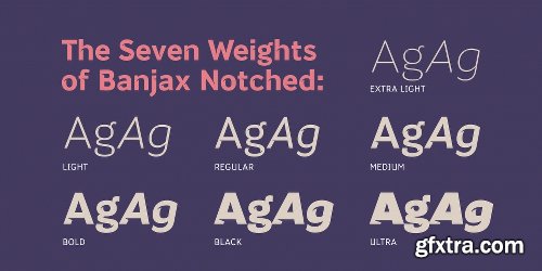 Banjax Notched Font Family - 14 Fonts