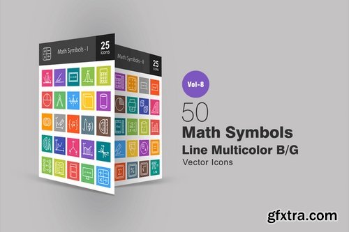 50 Math Symbols Line Multicolor BG Icons