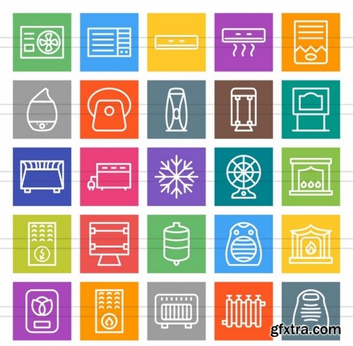 50 Climatic Equipment Line Multicolor BG Icons