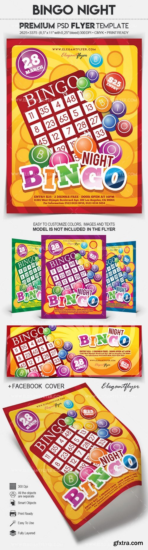 Bingo Night – Flyer PSD Template + Facebook Cover