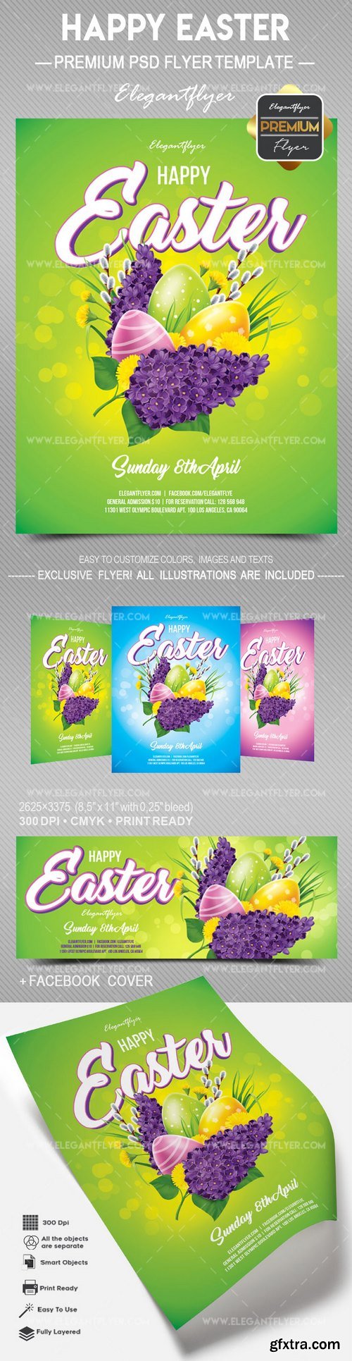 Happy Easter V02 – Flyer PSD Template + Facebook Cover