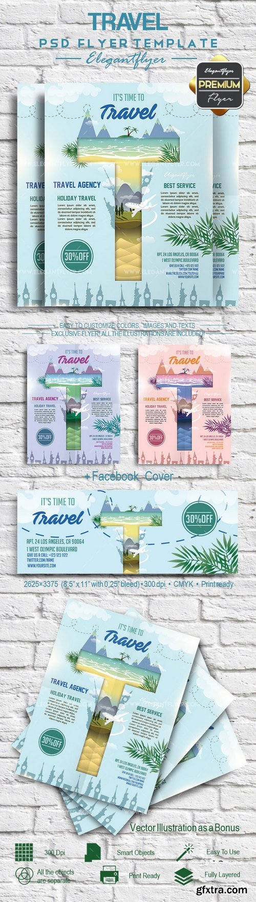 Travel – Flyer PSD Template + Facebook Cover