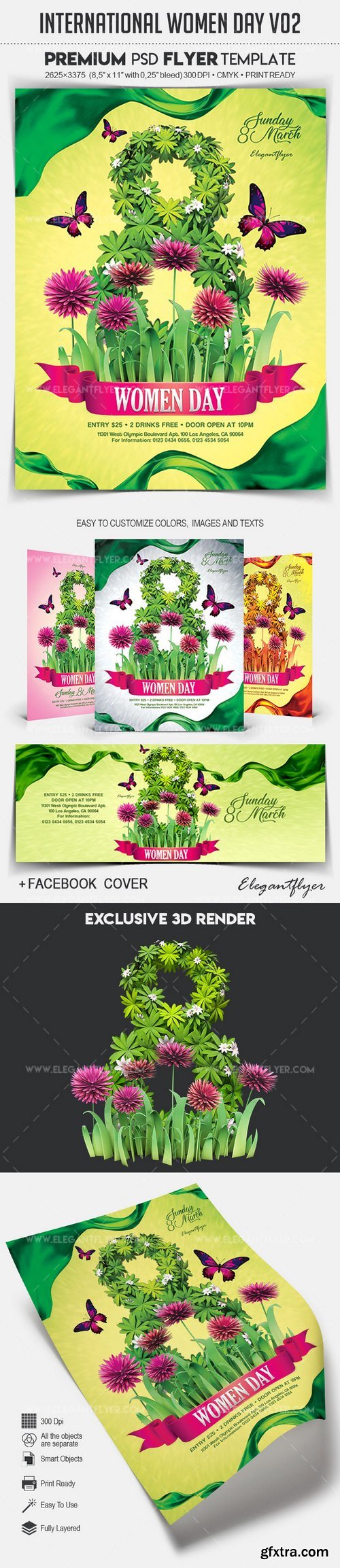 International Women Day V02 – Flyer PSD Template + Facebook Cover