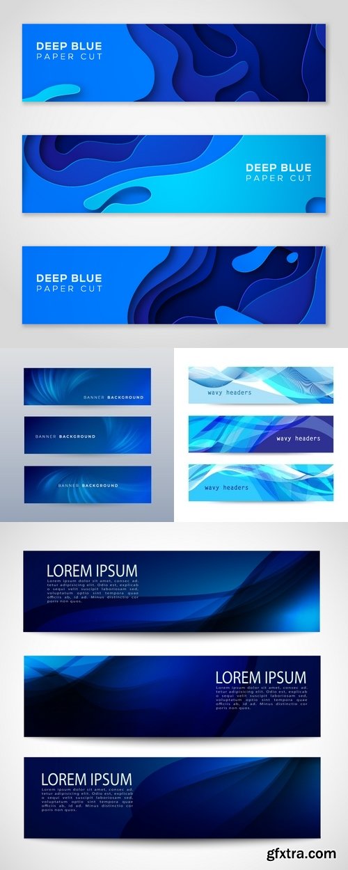 Vectors - Blue Waves Banners Set 8