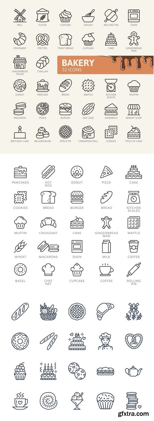 Vectors - Bakery Black Icons Set