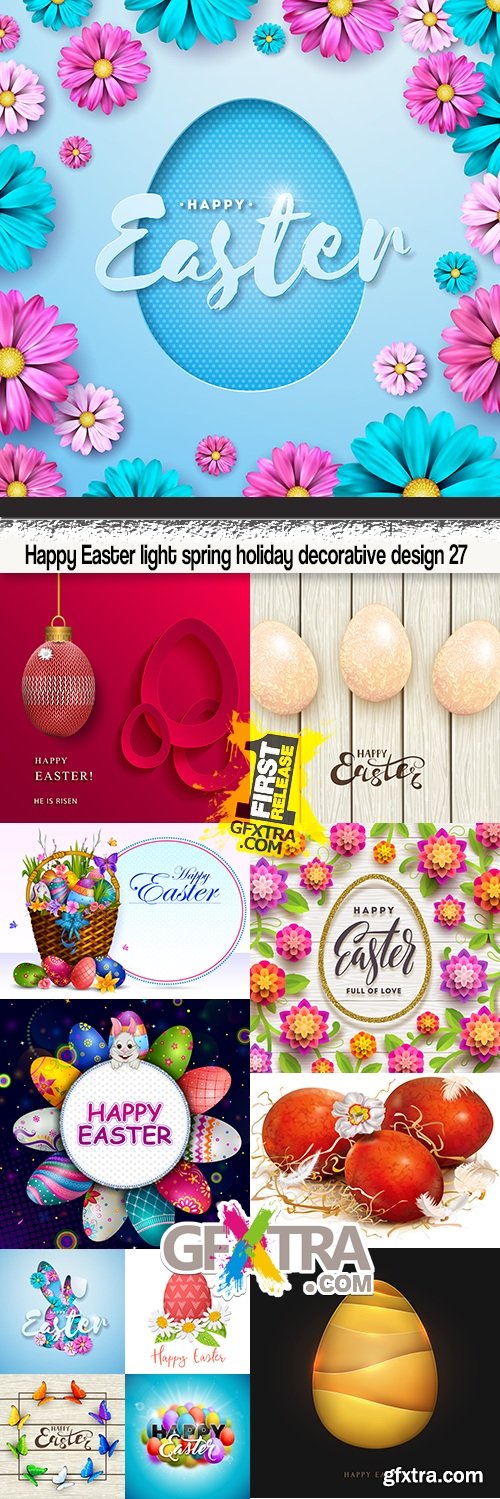 Happy Easter light spring holiday decorative design 27