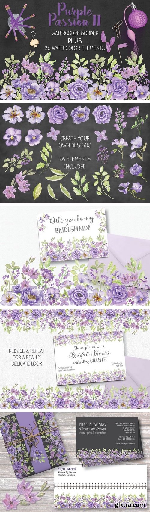 CM - Purple watercolor border + elements 1522515