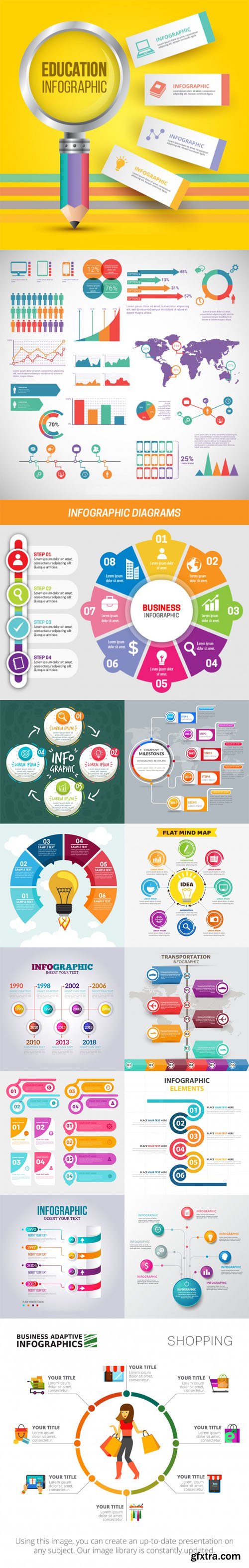 14 Infographic Templates Pack Design Vector