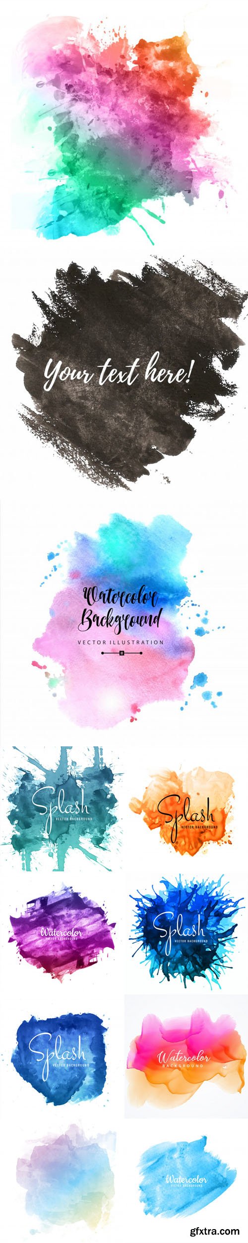 11 Splash & Watercolor Brush Stroke Designs Vector