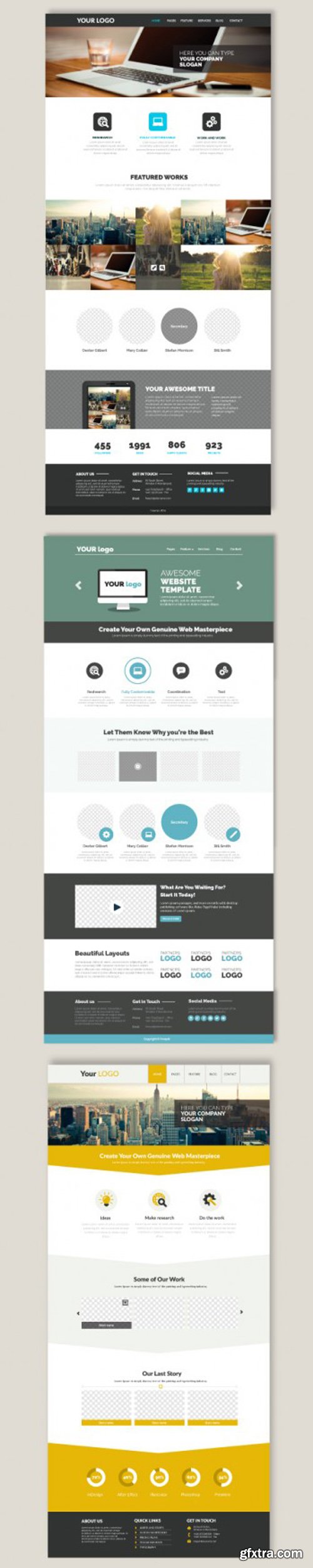 3 Business Website Templates Vector