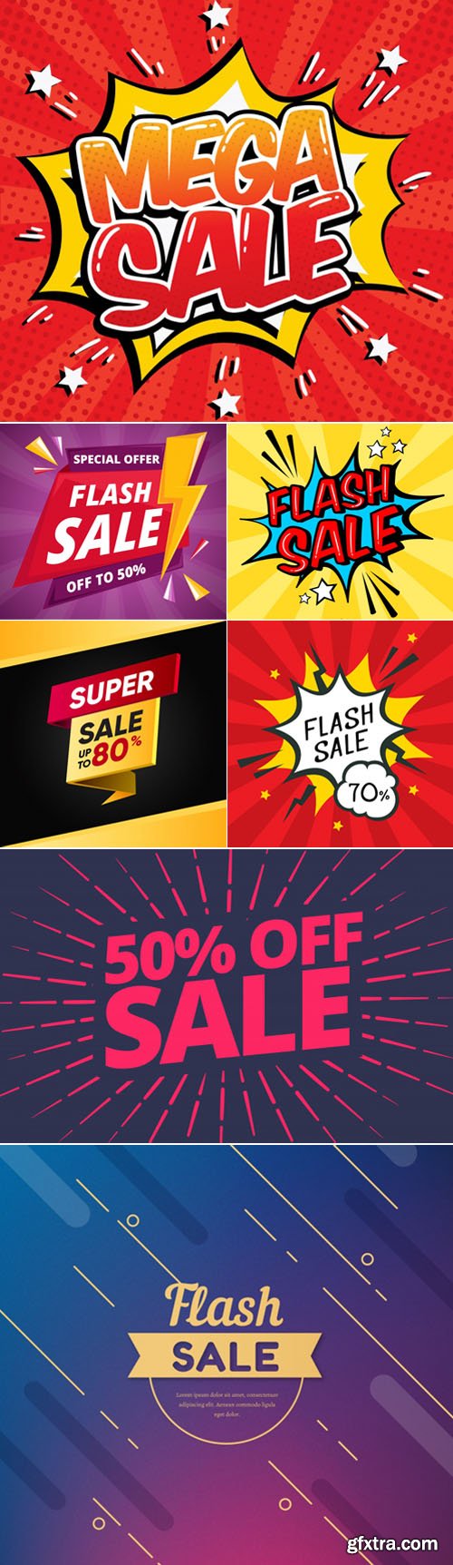 7 Flash Sales Templates Design Vector