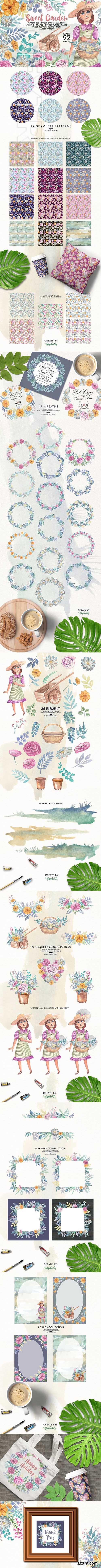 CreativeMarket - Watercolor Sweet Garden 2306886