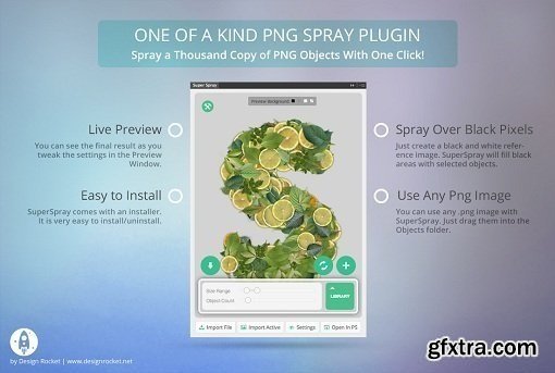 Super Spray panel Plug-in for Adobe Photoshop