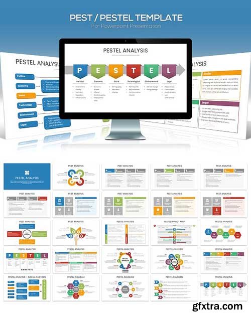 CreativeMarket - PEST PESTEL Diagram Powerpoint 2298751