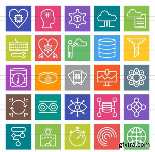 50 Data Analytics Line Multicolor BG Icons