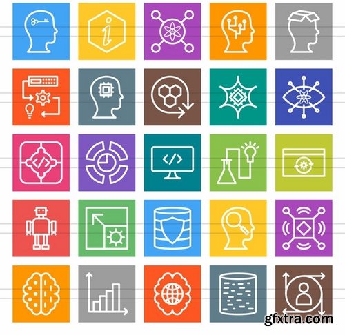 50 Data Analytics Line Multicolor BG Icons