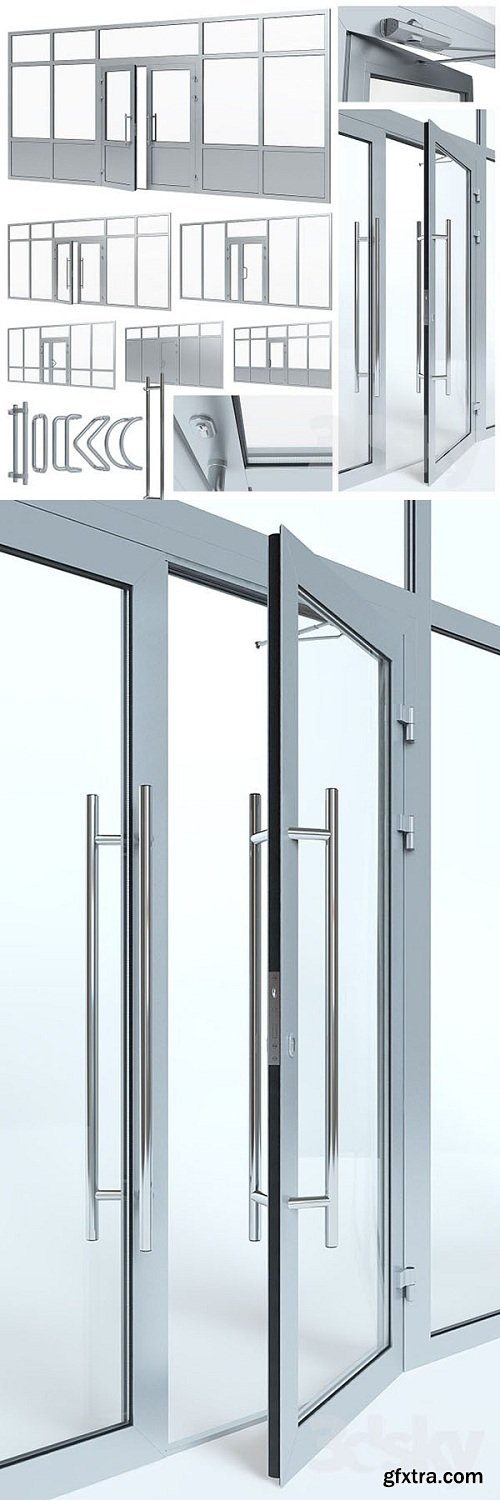 Aluminium door with partitions