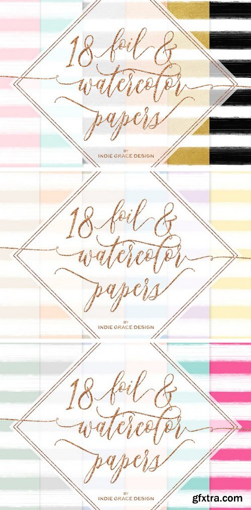 CM - Watercolor Stripes Gold Foil Papers 529755