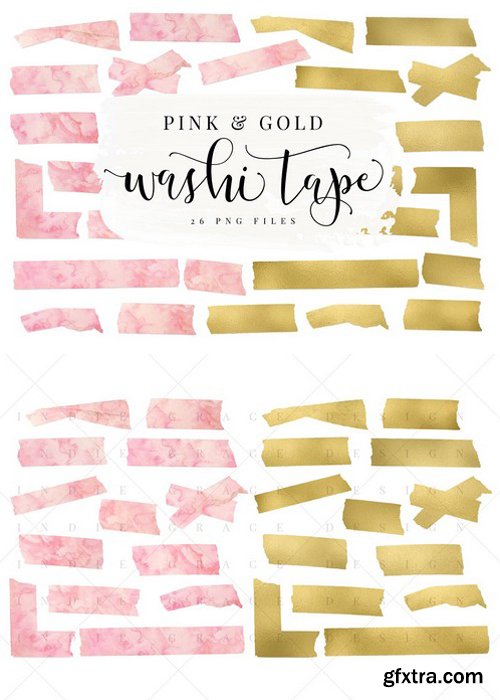 CM - Pink Watercolor & Gold Washi Tape 1059658