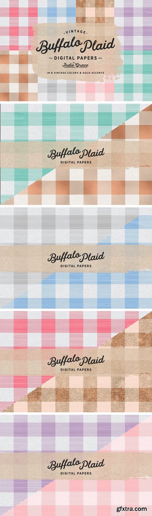 CM - Pastel Plaid Vintage Digital Papers 1393025