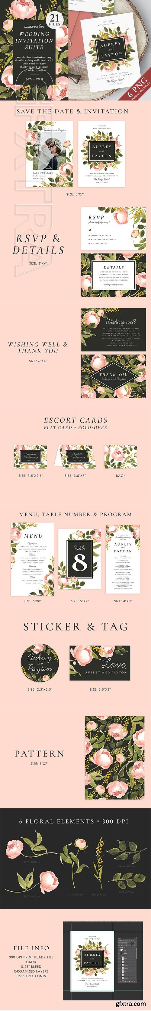 CreativeMarket - Peonies – wedding set 2334199