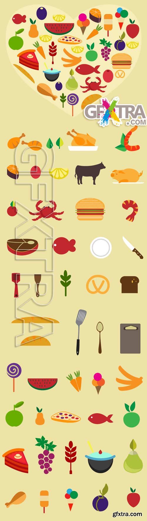 Food flat vector elements #1 - Stock Vector